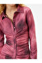Shirt Dress Batik Patterned Mini Size Drape Detailed - 5