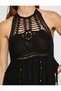 Melis Ağazat X - Halter Neck Long Dress Viscose Crochet Detail - 5