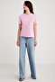 Modest Martına Women's 100% Organic Cotton Regular Fit Regular Fit Crew Neck Basic Pink T-Shirt - 2