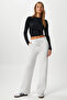 Women's Leo Inner Fleece Tight Texture Straight Cut Thick Carmelange Sweatpants - 4