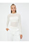 Long Sleeve Openwork T-Shirt Stand Collar Slim Fit - 3