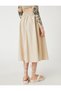Midi Skirt Slit Detailed Cotton Waist Gipped - 4