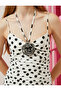 Mini Polka Dot Dress with Viscose Draping and Floral Detail - 5