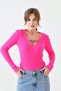 Women's Pink Knitwear Fabric Accessory Detailed Long Sleeve Sweater 0163 - 4