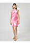 Short Viscose Satin Dress Halter Neck Back Detail - 3
