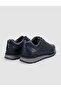 100% Genuine Leather Navy Blue Lace-Up Men's Sports Shoes - 4