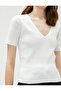 Short Sleeve Knitwear Sweater V-Neck Ribbed - 5