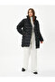 Puffer Jacket Mock Neck Snap Button Relaxed Fit