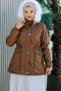 Hooded Short Leather Coat with Waist Tie, Snap Fasteners and Zipper Detail Brc6266 - 5