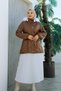 Hooded Short Leather Coat with Waist Tie, Snap Fasteners and Zipper Detail Brc6266 - 4