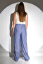 Women's Blue and White Striped Pants - 7
