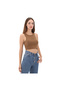 000Hge0E01-R Small Staple Fitted Crop Tank Women's T-Shirt Brown - 2