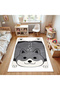 Asian Collection Gray Cute Animal Patterned Woven Base Modern Decorative Carpet Asian18