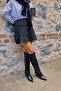 Sidley Black Genuine Leather Pointed Toe Women's Heeled Dallas Boots - 6