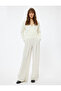 Soft Textured Long Sleeve Rhinestone Double Breasted V Neck Knit Sweater