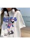 White Harajuku Style Anime Model Pattern Printed Unisex Oversize T-shirt - 2