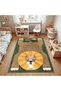 Asian Collection Dark Green Yellow Lion Patterned Woven Base Modern Decorative Carpet Asian20