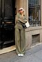 Khaki Pra Polo Collar Oversize Sweater-Pants Knitted Women's Bottom-Top Set - 2