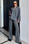 Smoked Pra Polo Neck Oversize Sweater-Pants Knit Women's Bottom-Top Set