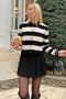 Black Thick Striped Women's Knitwear Cardigan