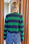 Green Thick Striped Women's Knitwear Cardigan - 4