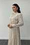 Sequin Tulle Sequin Fabric Ruched Detail Flared Dress - Gold - 4
