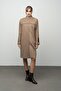 Hakim Collar Square Patterned Large Size Cashmere Coat Kamel 3026