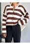 Women's Knitwear Striped Gold Buttoned Jacket Cardigan - 5