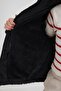 Black Plush Detailed Furry Thick Inflatable Coat & Coat for Girl - 3