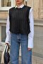 Women's Knitwear Sweater with Black Tie Detail Hair Braid Pattern - 4