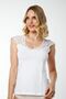 2434 White Cotton Shoulder Guipure Detailed Zero Sleeve Women's Tank Top - 6