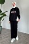 Nice Written Zippered Black Double Set