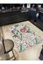 Asena Collection Green Beige Themed Floral Rose Patterned Creative Modern Decorative Carpet 36