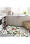 Asena Collection Green Beige Themed Floral Rose Patterned Creative Modern Decorative Carpet 36 - 3
