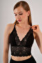 Women's Lace Back Cross Rope Strap Crop with Removable Pads - 2