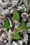 Green Eva Shiny Christmas Tree Shaped 9X6.5 cm 4 Pieces Glittery Pine New Year Tree Ornament with Gold Cardboard - 3