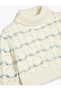 High-Necked Crop Sweater with Knitted Detail, Long Sleeves and Patterned - 3