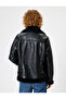 Biker Jacket with Leather Look, Faux Fur Inside, Zipper Belt Detail, and Pockets - 4