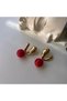 Illys Gold Red Ball Detail Dangle Zra Earrings