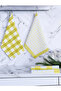 Serina 4-Piece Checkered Set, Kitchen Drying Cloth, Nutrition Cover, American Service, Yellow Set 45X70Cm
