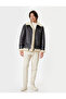 Faux Leather Jacket with Plush Detail and Zipper - 2
