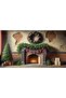 Winter Themed Studio Background with Rustic Fireplace and Christmas Decorations - 200X150Cm