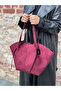 Large Elite Model Puppy Suede Claret Red Women's Hand and Shoulder Bag - 3