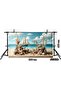 Sea and Beach Themed Decorative 200x150cm Studio Backdrop with Sailboat and Seashells. - 2