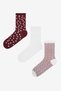 Dotted 3-Piece Claret Red Multicolored Socks
