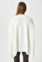 Women's Zenta Oversize Side Slit Cream Knitwear Sweater - 4