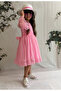 Girl's Pink Hat Laced Princess Model Dress - 5