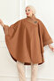 Tricolor Collar Poncho Camel - 5