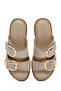 Beige Suede Leather Women's Slippers - Buckle, 24sfd341610 - 6