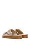 Beige Suede Leather Women's Slippers - Buckle, 24sfd341610 - 5